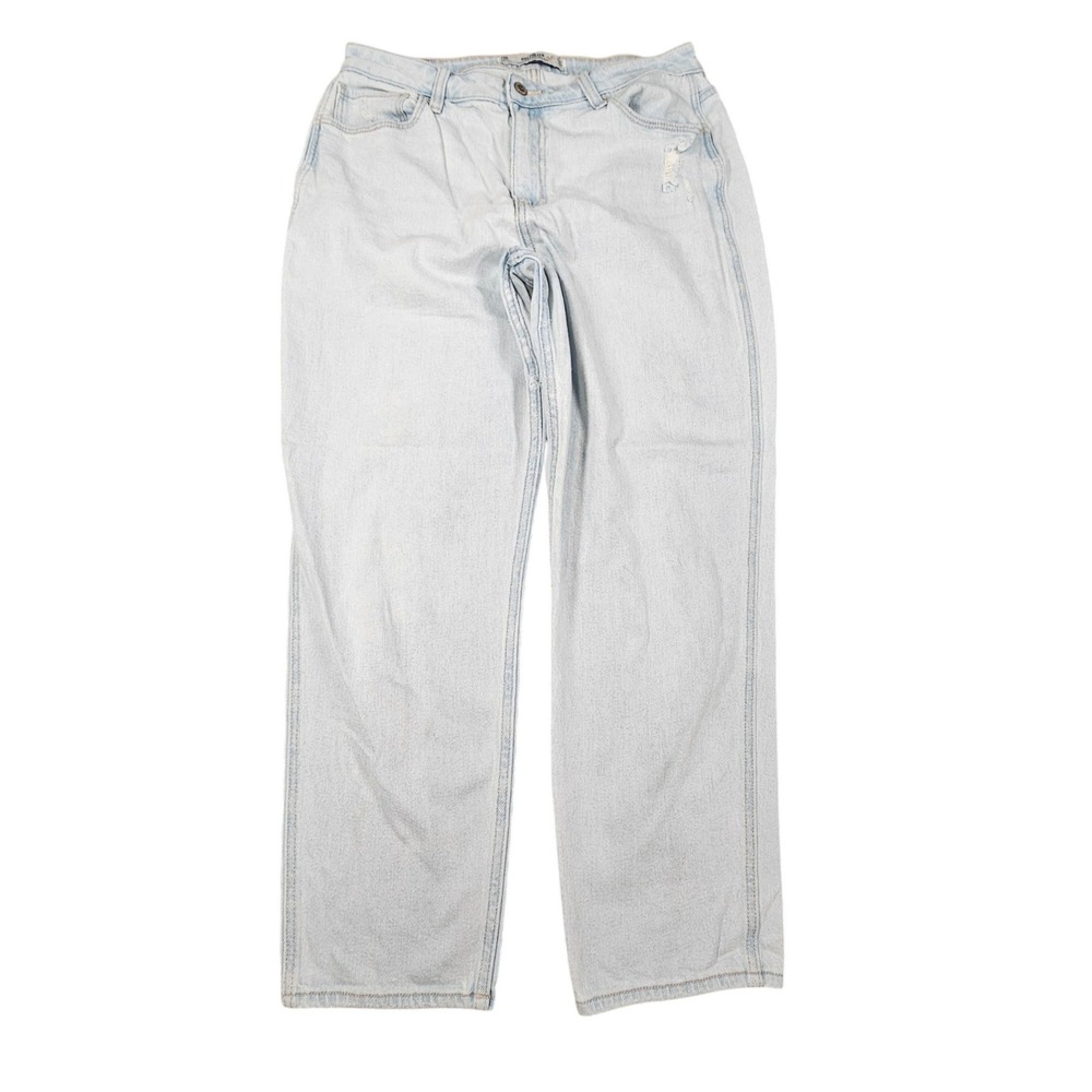 Hollister Curvy High Rise Mom Jeans Womens 13R W31 L27 Light Wash Distressed - Picture 3 of 13